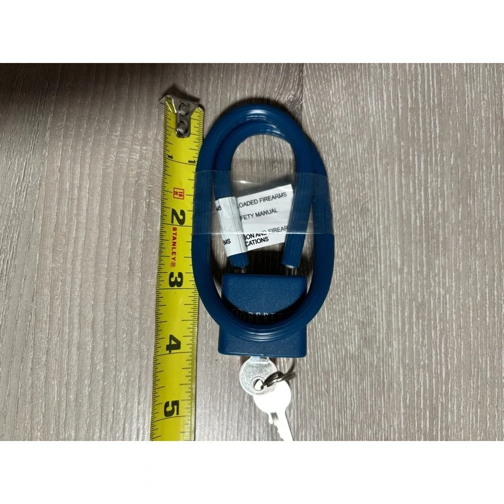 Beretta Blue Cable Gun Lock with 2 Keys Firearm Safety Padlock Logo